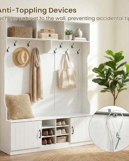Giantex 6-in-1 Hall Tree with Bench and Storage(59" Wide）