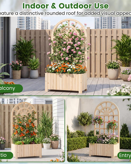 Jardinière surélevée d'extérieur Giantex 48" en bois de sapin avec écran d'intimité et trous de drainage