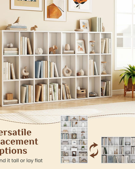 Giantex 70" Tall White Bookshelf with 24 Open Cube & 18 Adjustable Display Storage Shelves