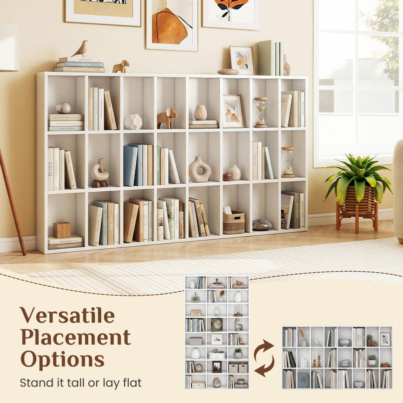 Giantex 70" Tall White Bookshelf with 24 Open Cube & 18 Adjustable Display Storage Shelves