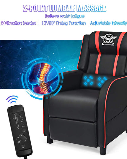 Gaming Recliner Chair, Racing Style Single Recliner Sofa - Giantex