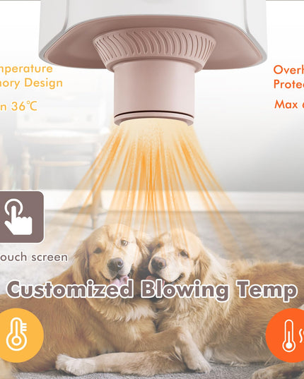 Giantex Dog Dryer, Dog Hair Dryer with Adjustable Air Speed and Temperature Control, 4 Nozzles, Negative Ion Function