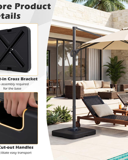 Giantex Fillable Cantilever Umbrella Base 220 LBS Weighted Offset Patio Umbrella Stand
