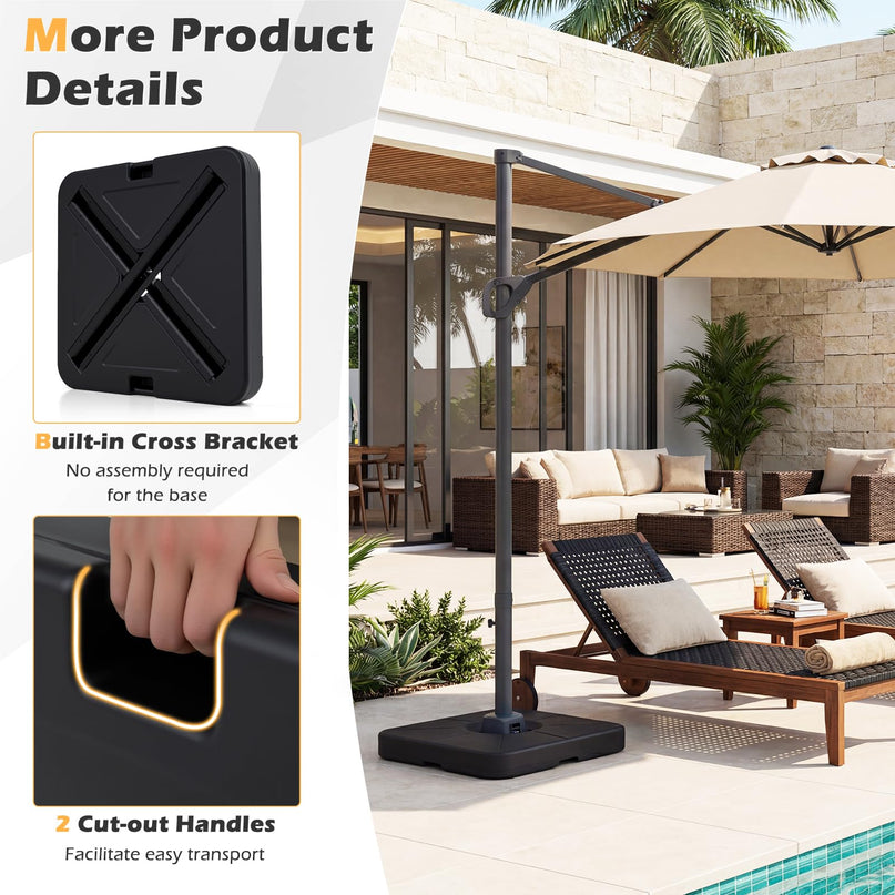 Giantex Fillable Cantilever Umbrella Base 220 LBS Weighted Offset Patio Umbrella Stand