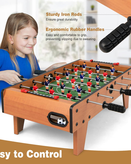 Giantex 27" Foosball Table, Easily Assemble Wooden Soccer Game Table Top w/ Footballs