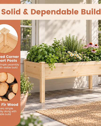 GIANTEX 48" Raised Garden Bed with Drainage Holes & Slotted Corner Posts (1/2)