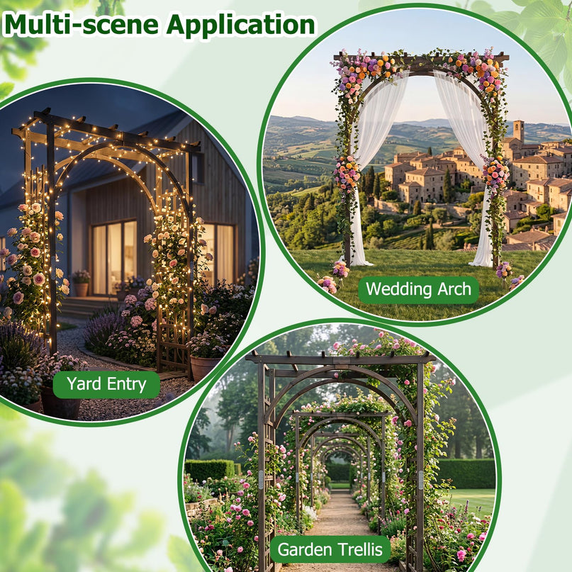 Giantex 213 cm Garden Arch Trellis with Flat Top for Climbing Plants