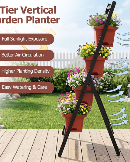 Giantex 4-Tier Vertical Garden Planter for Herbs Vegetables Flowers Fruits Indoor Outdoor