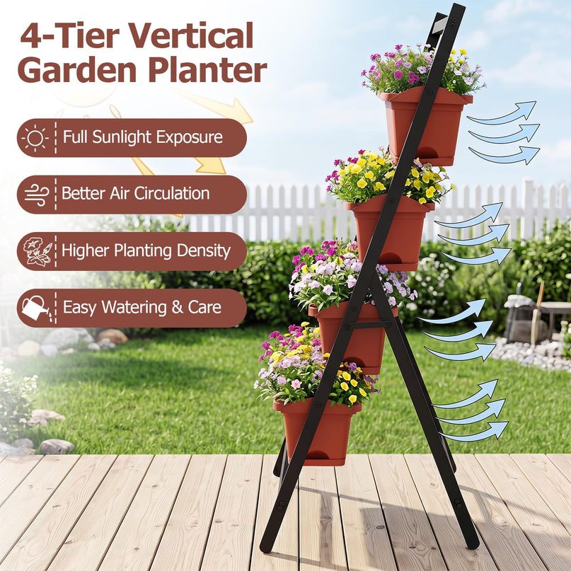 Giantex 4-Tier Vertical Garden Planter for Herbs Vegetables Flowers Fruits Indoor Outdoor