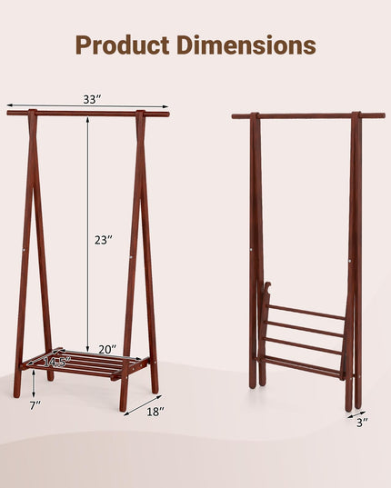 Portant à vêtements Giantex en bois d'hévéa massif avec étagère de rangement pour vêtements, chapeaux, sacs à main