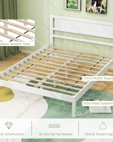 Giantex Wood Full Size Bed Frame with Headboard