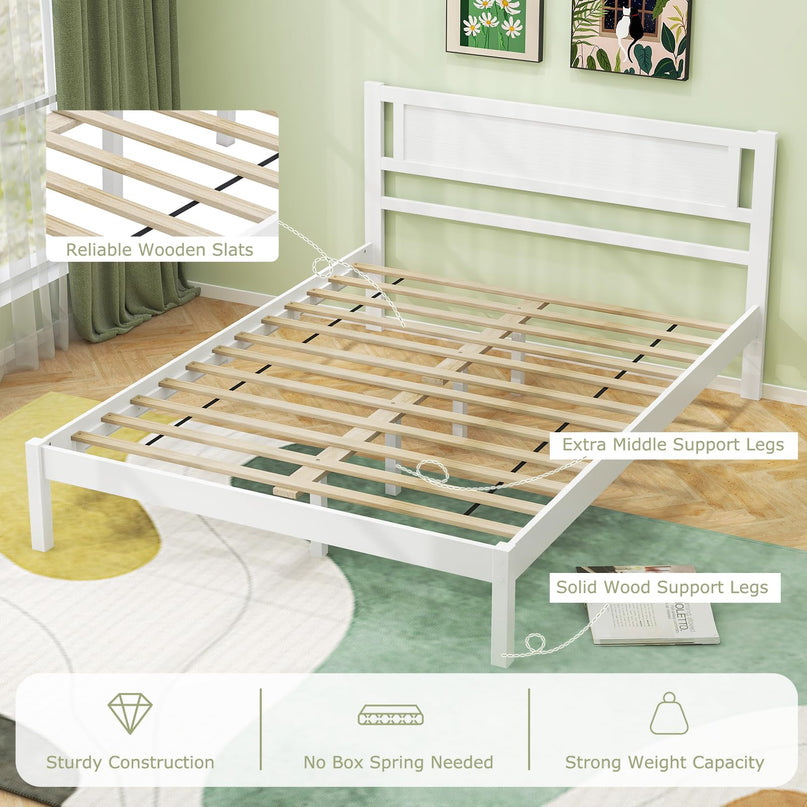 Giantex Wood Full Size Bed Frame with Headboard