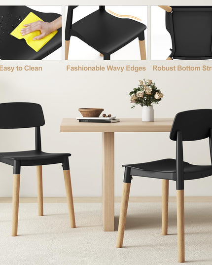 Giantex Wooden Dining Chairs Set of 4, Modern Dining Side Chairs Set w/Ergonomic Backrest, Wide Seat & Sturdy Wooden Legs