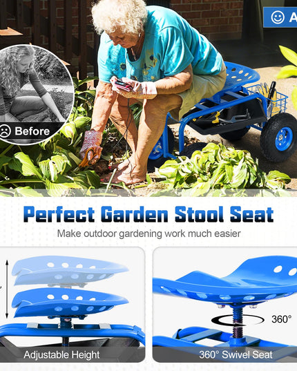 Giantex Garden Cart Rolling Tray Gardening Planting with Work Seat