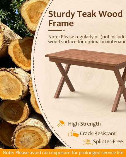 GIANTEX 31.5" Outdoor Teak Wood Coffee Table with Slatted Tabletop