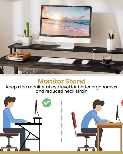 Giantex Compact Computer Desk for Small Spaces with Monitor Stand
