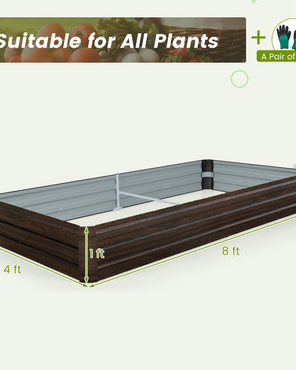 Giantex 8x4x1ft Metal Raised Garden Bed, Planter Box with Protective Edges
