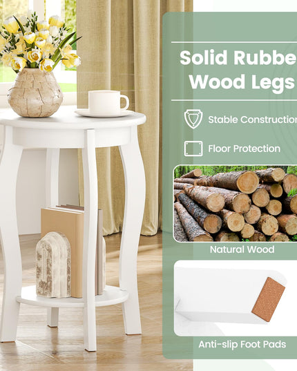 Giantex Wooden Side Table with Storage Shelf