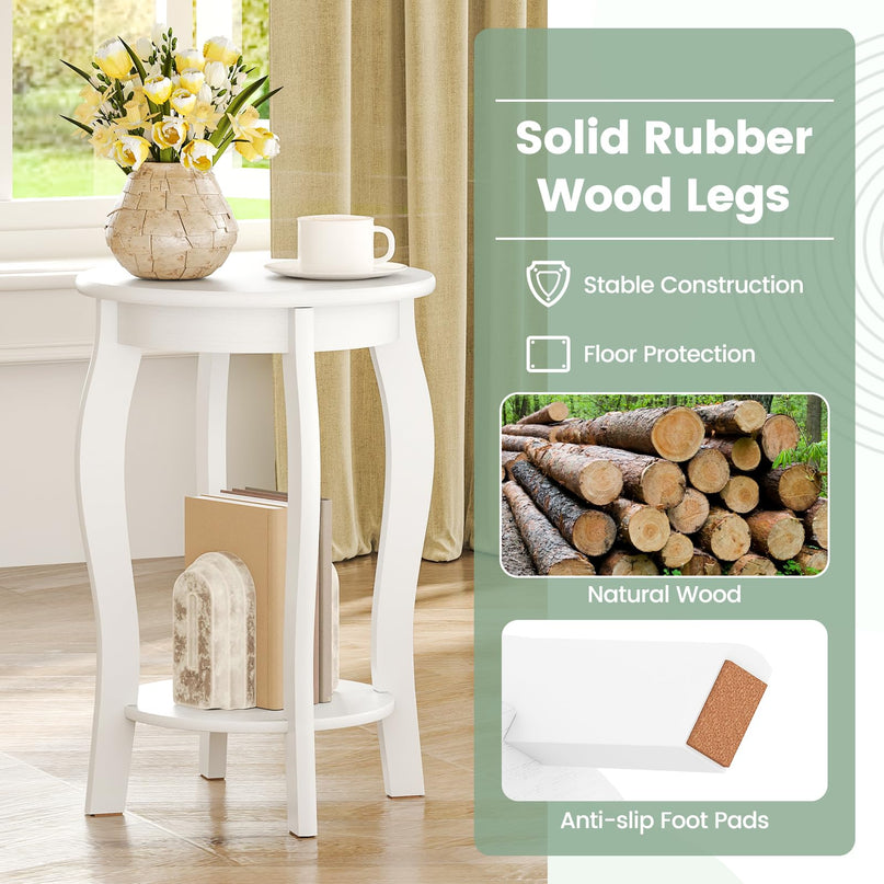 Giantex Wooden Side Table with Storage Shelf