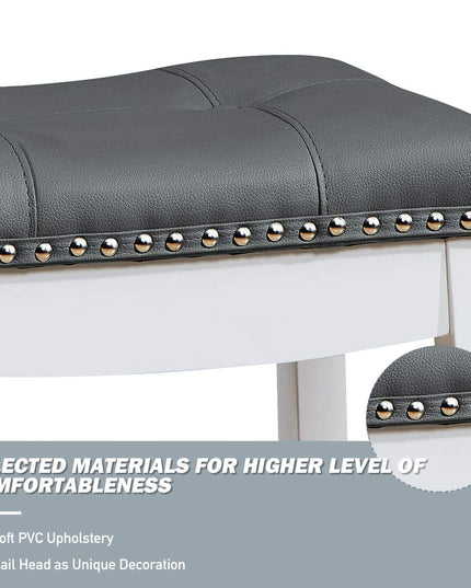 Backless Counter Stool with Footrest, Soft Seat Cushion
