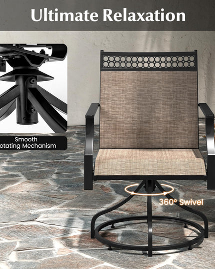 Giantex Swivel Outdoor Chairs, Patio Dining Chairs, Round Steel Base