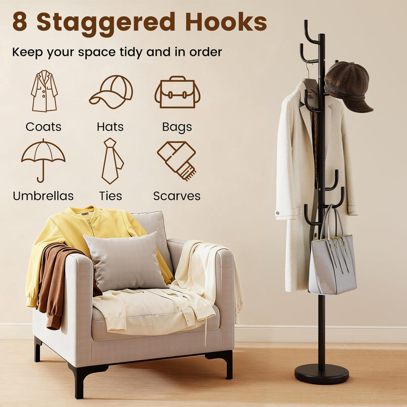 Giantex 69" Metal Coat Rack, 8-Hook Cactus Clothes Stand