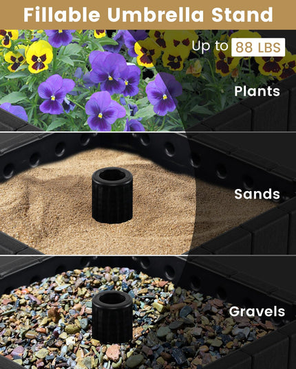 Giantex 88 lbs Umbrella Base with Fillable Planter with 4 Rollers