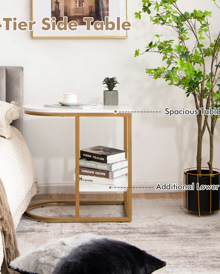 Giantex Side Table, 2-Tier C-Shaped End Table