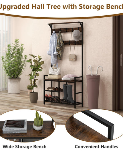 Giantex 3-in-1 Coat Rack, 71" Hall Tree with Shoe Bench