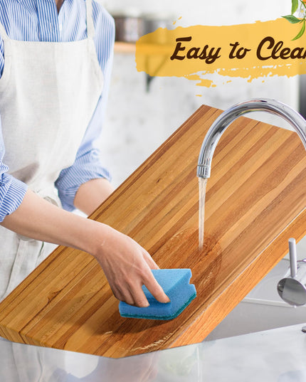 Giantex Teak Wood Cutting Board, Extra Large 24" Reversible Cutting Board with Side Handle
