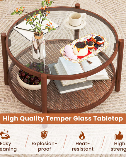 Giantex Rattan Coffee Table