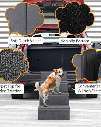 Giantex Dog Stairs with Storage - 23" H Folding 4-Step Pet Stairs