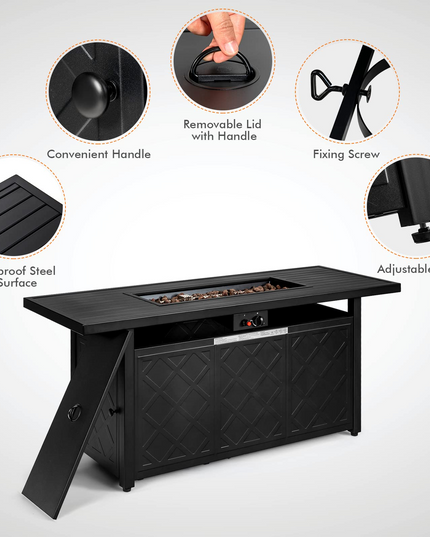 Giantex Gas Fire Table, Rectangular Outdoor Patio Propane Firepit Table