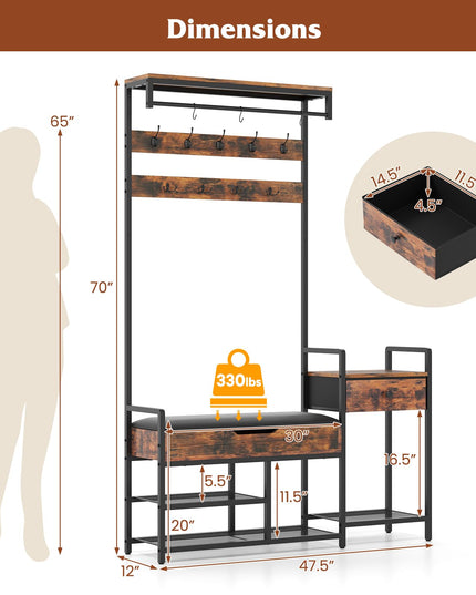 Giantex Coat Rack with Shoe Storage Bench