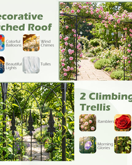 Arche de jardin en métal Giantex, tonnelle de mariage pour cérémonie, treillis de jardin pour diverses plantes grimpantes