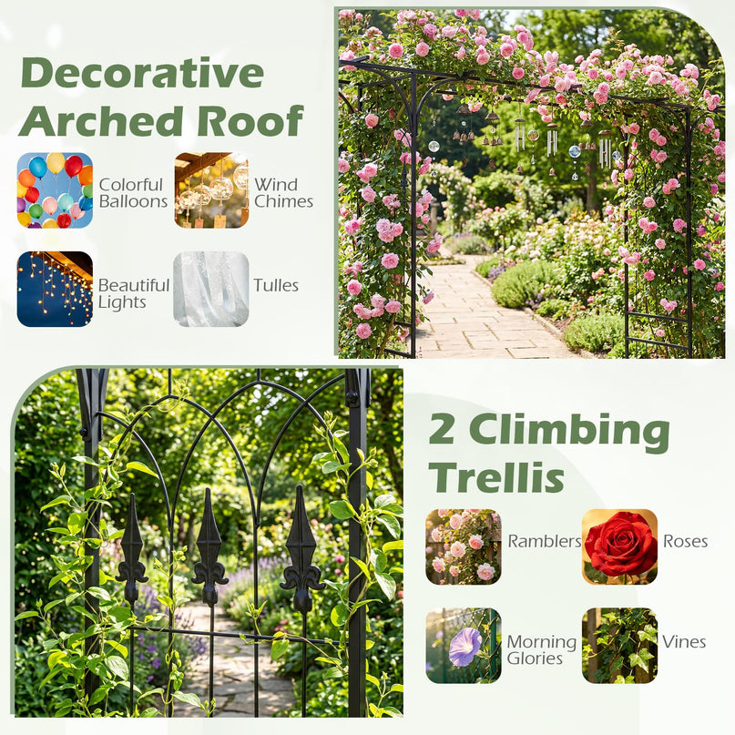 Arche de jardin en métal Giantex, tonnelle de mariage pour cérémonie, treillis de jardin pour diverses plantes grimpantes