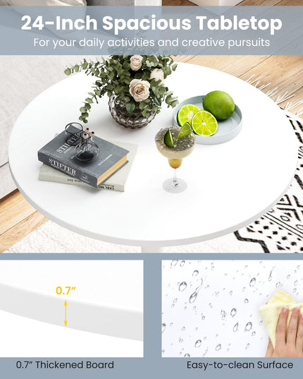Giantex Two-in-one Bar Table with Detachable Pole, Metal Base, 24" Round Top, 40"/22" Two Convertible Height