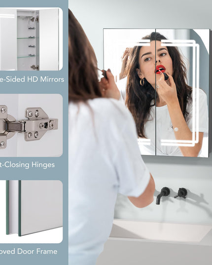 Giantex  LED Lighted Bathroom Mirror Cabinet with 3 Light Colors