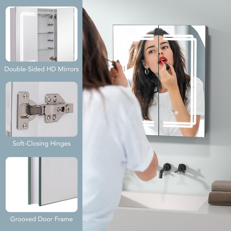 Giantex  LED Lighted Bathroom Mirror Cabinet with 3 Light Colors