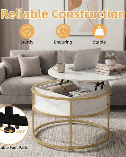 Giantex 31.5" Round Lift Top Coffee Table Farmhouse Center Table
