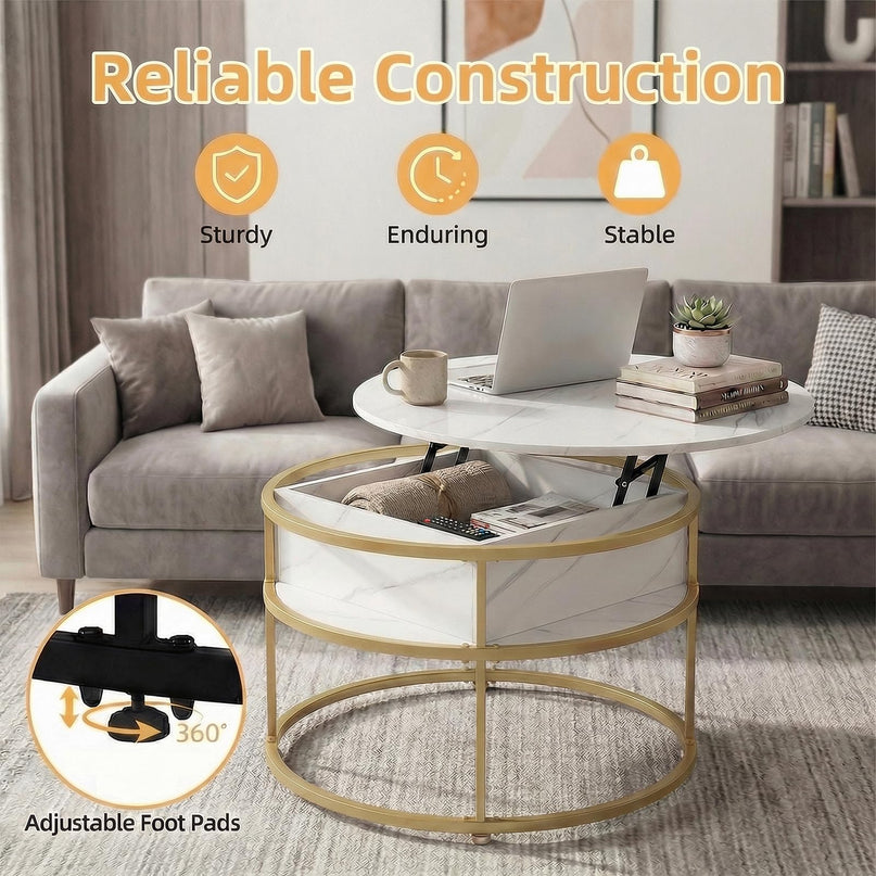 Giantex 31.5" Round Lift Top Coffee Table Farmhouse Center Table