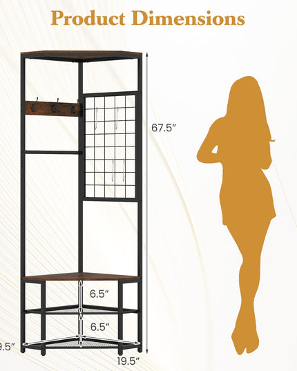 Meuble d'entrée d'angle Giantex avec banc à chaussures