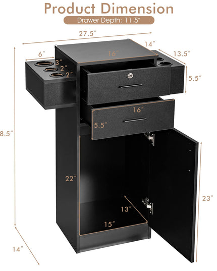 Meuble de rangement pour salon de coiffure, noir