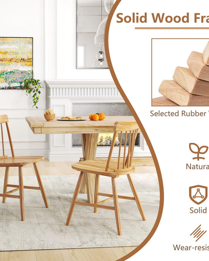 Giantex Windsor Dining Chairs Set of 2/4, Farmhouse Kitchen Chairs w/Rubber Wood Frame, Elegant Hollowed Backrest