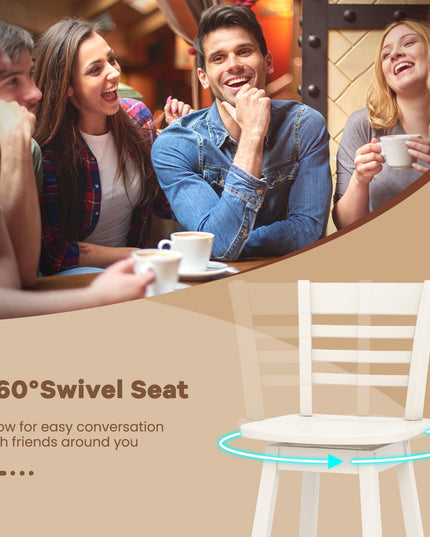 Giantex Wood Bar Stools, Swivel Counter Height Bar Stools with Slatted Hollow Back & Ergonomic Contoured Seat