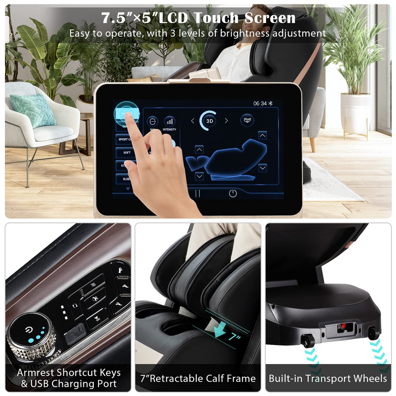 Giantex 3D Full Body Massage Chair, Zero-Gravity Massage Recliner Chair w/ 7'' Touch Screen & SL Track