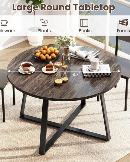 Giantex 47-inches Round Dining Table with Metal Pedestal Base