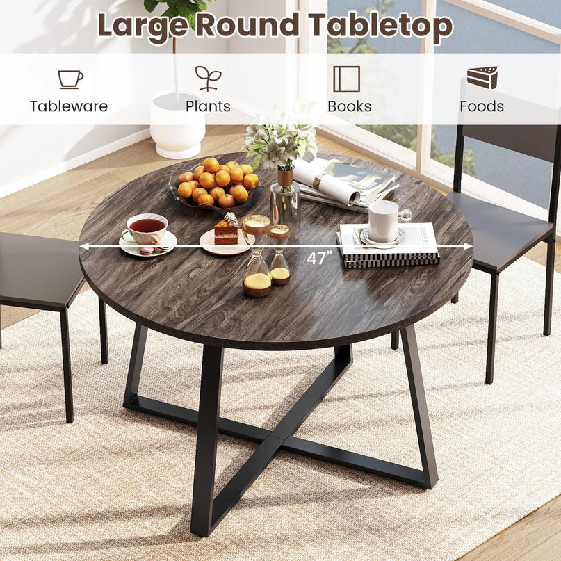 Table de salle à manger ronde Giantex de 47 pouces avec pied central en métal