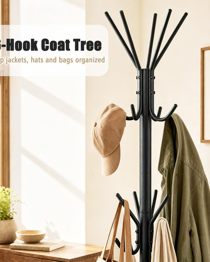 GIANTEX Metal Coat Rack Freestanding with 16 Hooks & 4 Legs