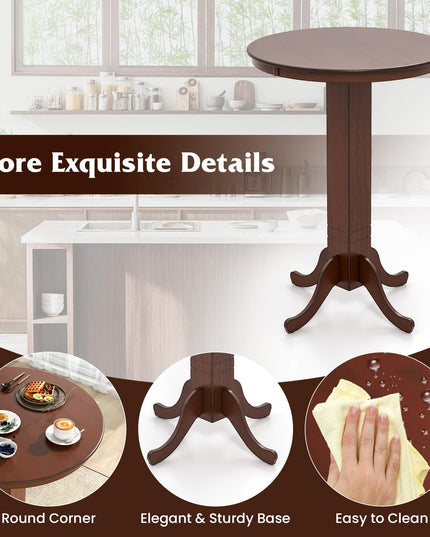 Giantex 30” Round Bar Table, Dining Table with Rubber Wood Frame